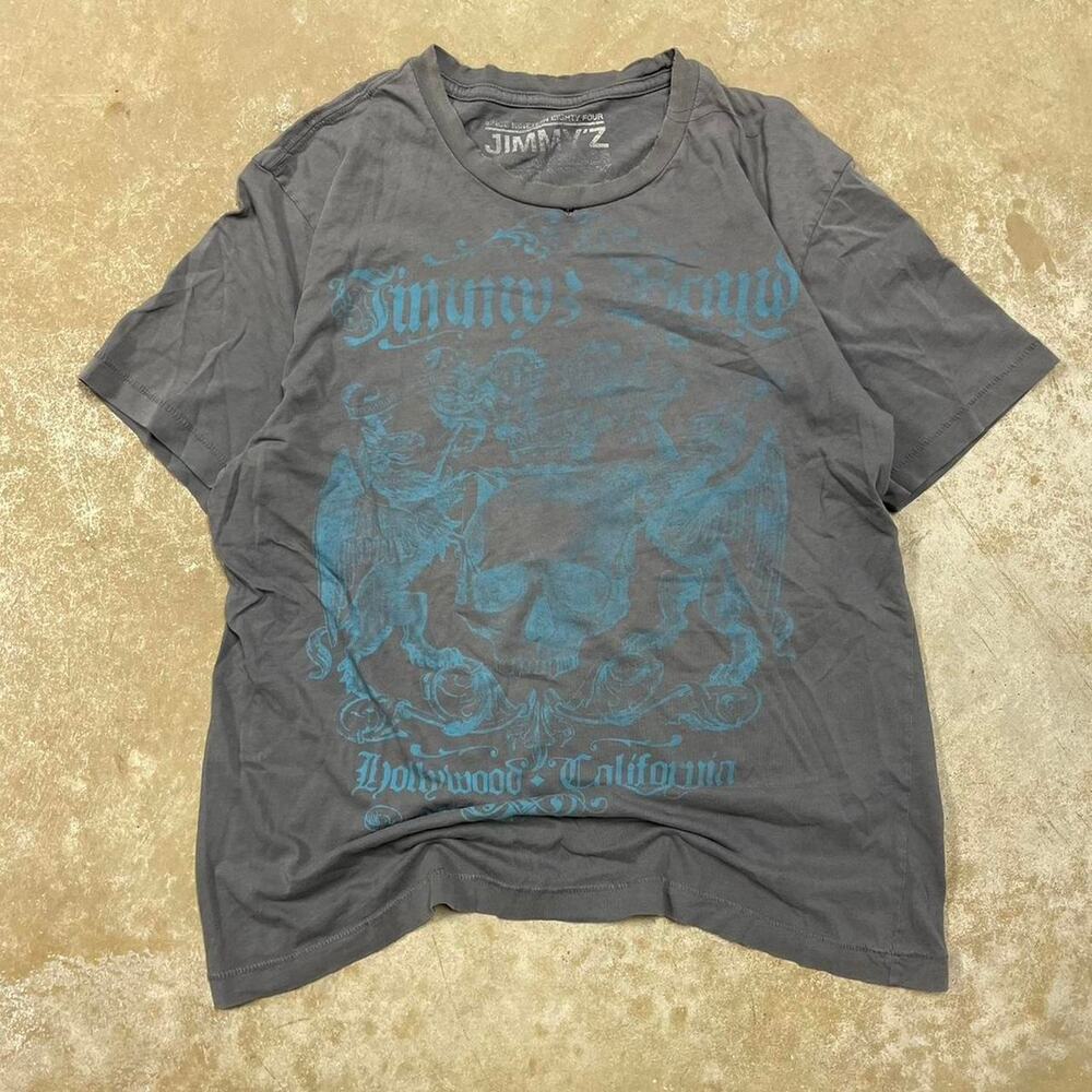 Jimmy Z grey & blue graphic tee Size Large y2k